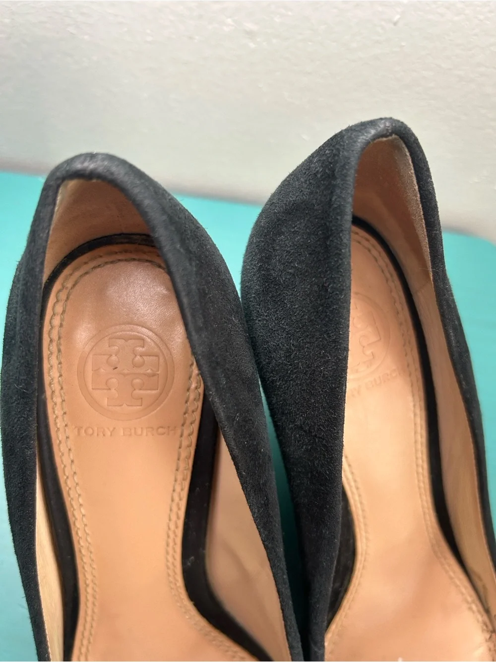 Tory Burch Astoria Solid Black Suede Wedge Pumps - Women's Dress Heels